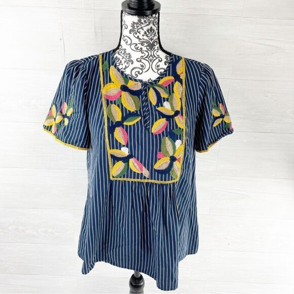 Madewell Fable Floral Embroidered Striped Relaxed Top - Picture 3 of 9
